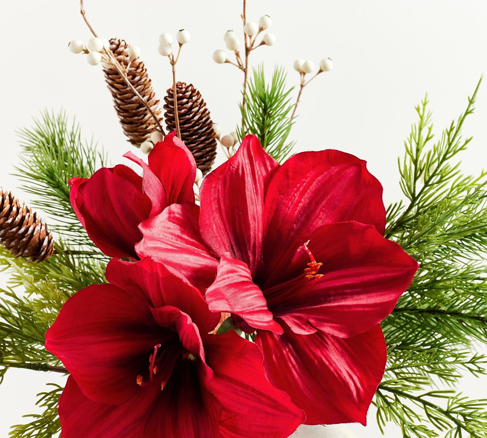 Faux Amaryllis & Pinecone Bundle | Pottery Barn (US)