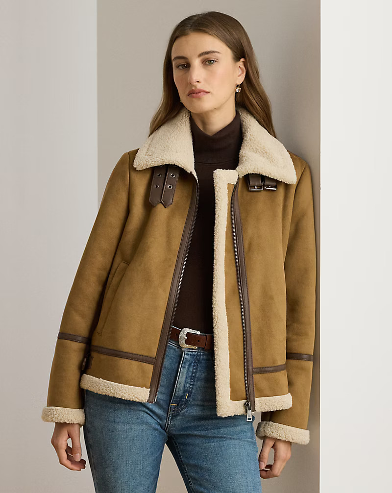Buckle-Trim Faux-Suede Jacket | Ralph Lauren (UK)