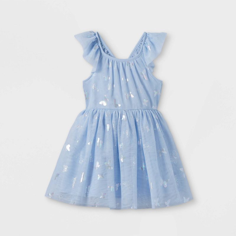 Toddler Girls' Butterfly Ruffle Sleeve Tutu Dress - Cat & Jack™ Light Blue | Target
