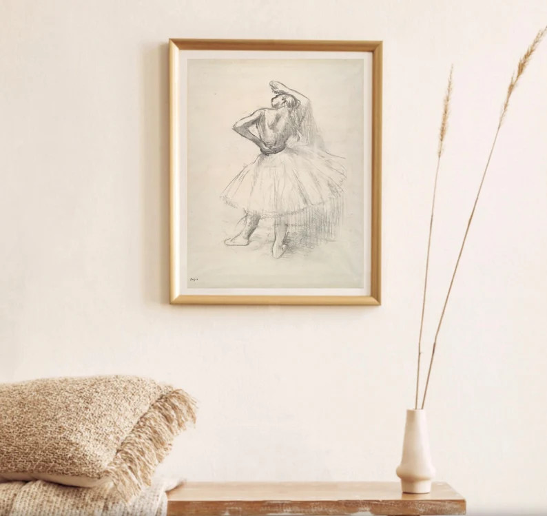 Ballerina Sketch Drawing of a French Dancer, Vintage Fine Art, Cottage Decor, Printable, Impressi... | Etsy (US)