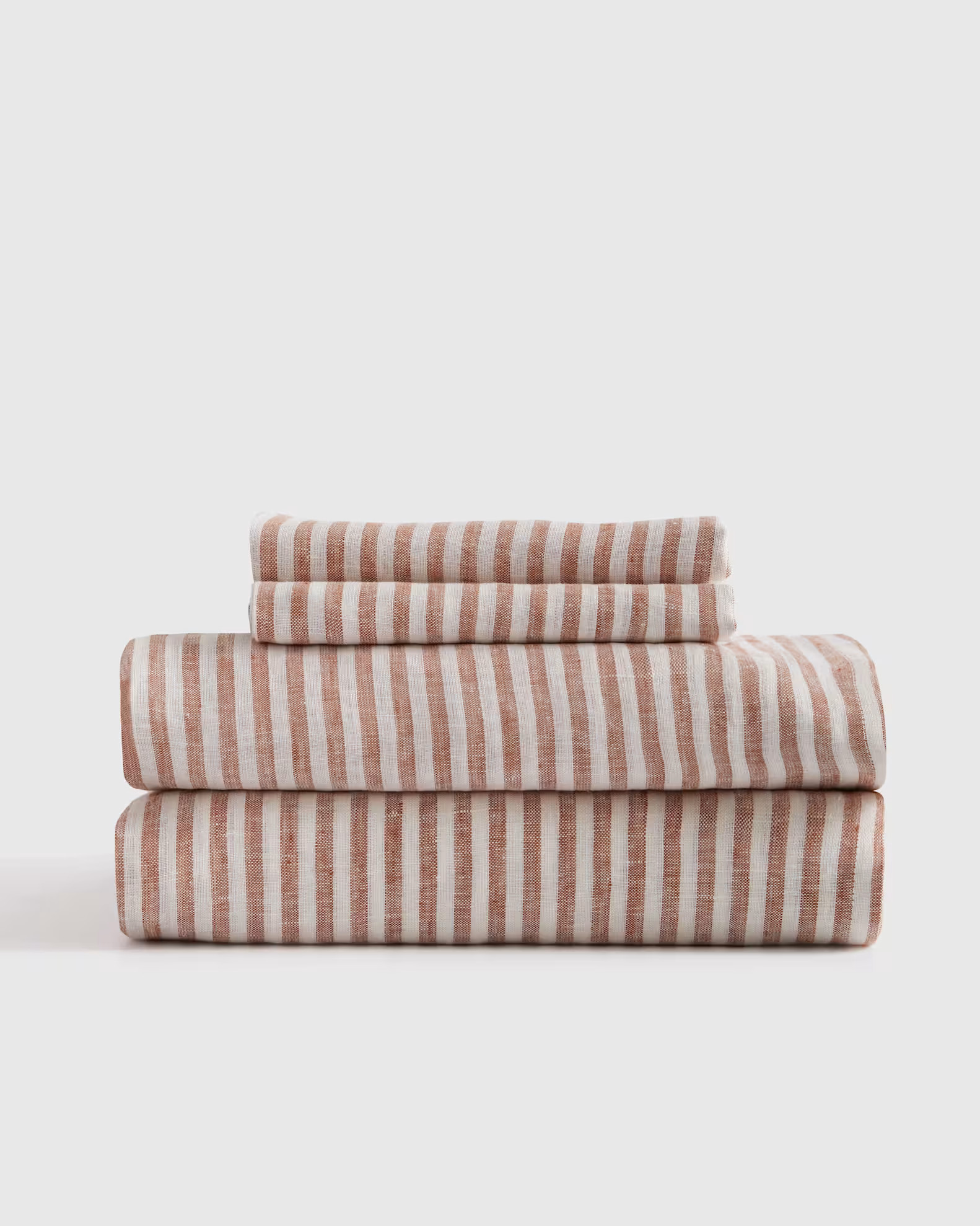 Linen Sheets | Quince in Terracotta/White Stripe | Quince