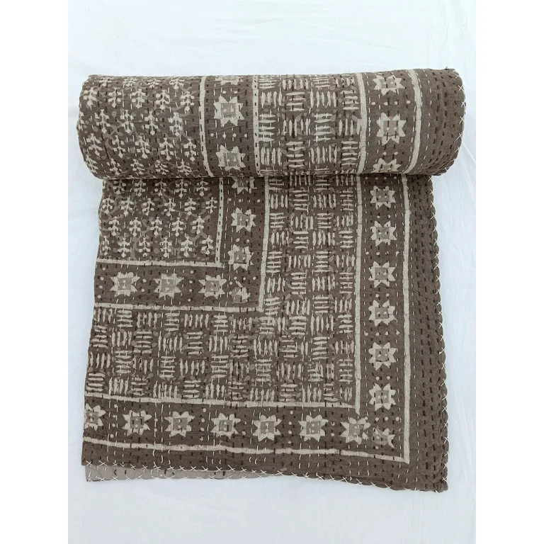 A And E Textiles House Earthen colour Kantha Quilt Elisa Kantha Quilt Handblock Print Indian Netu... | Walmart (US)