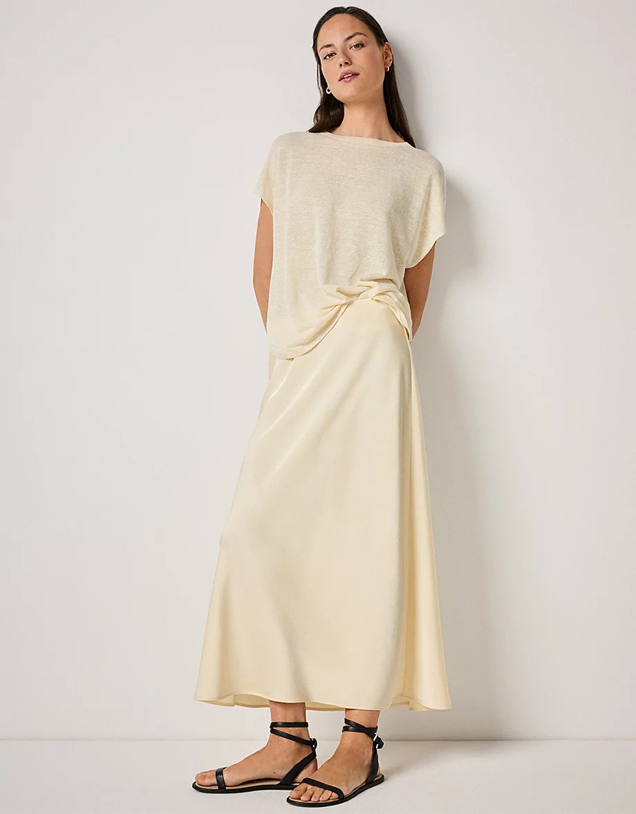 Double Satin Bias Midi Skirt | The White Company UK & ROW