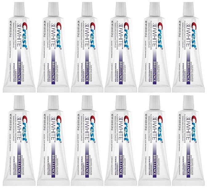 Crest 3D White Brilliance Toothpaste, Vibrant Peppermint, Travel Size, 0.85 oz (24g) - Pack of 12 | Amazon (US)