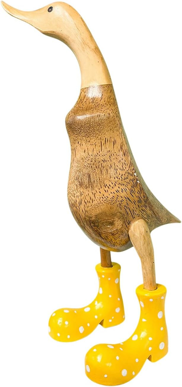 Wooden Crafted Duck Figurine with Spotty Wellies Funny Standing Duck Statues Decorative Resin Rai... | Amazon (US)