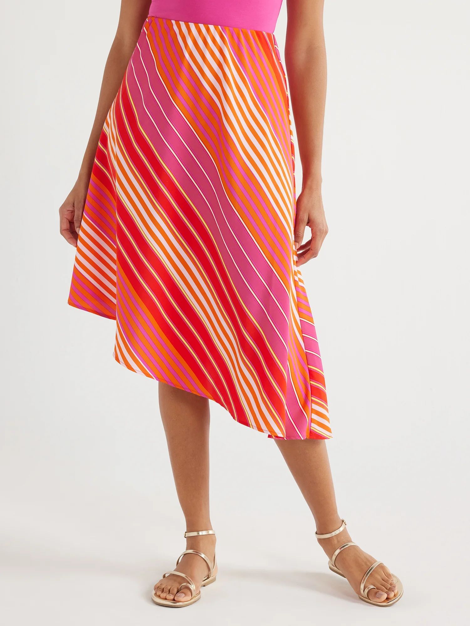Scoop Women’s Asymmetrical Pull On Midi Skirt, Sizes XS-XXL | Walmart (US)