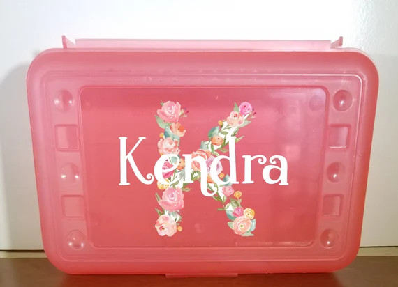 Personalized Floral Letter Pencil Box Kids Personalized Flower - Etsy | Etsy (US)