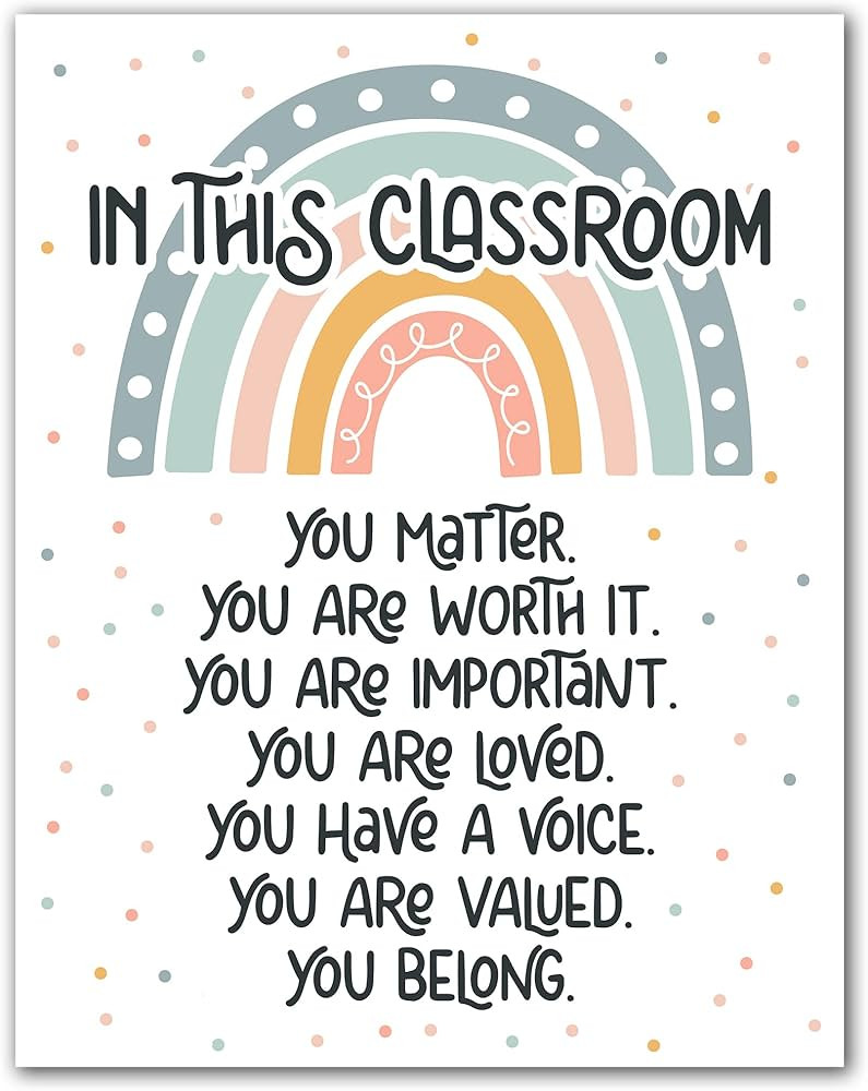 HoneyKICK Boho Rainbow Classroom Decor - 11 x 14 - Classroom Poster and Bulletin Board Decoration... | Amazon (US)