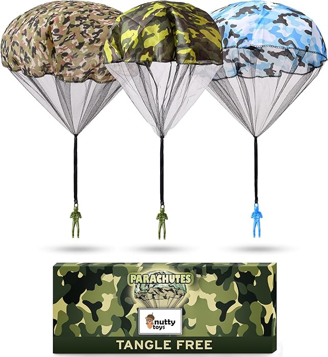 nutty toys Army Parachute Toys for Kids - Tangle Free Outdoor Flying Parachute Men, Best Indoor &... | Amazon (US)