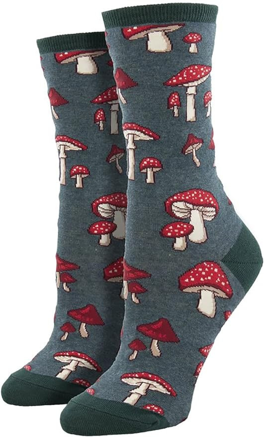 Socksmith Women's Pretty Fly For A Fungi Crew Socks, green heather | Amazon (US)