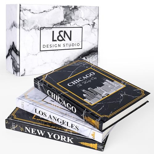 L&N Design Studio Faux Decorative Books - Set of 3 Hardcover Decorative Books for Home Decor, Coffee Table, Shelves & Living Room - New York, Los Angeles & Chicago Covers - Blank Pages for Writing | Amazon (US)