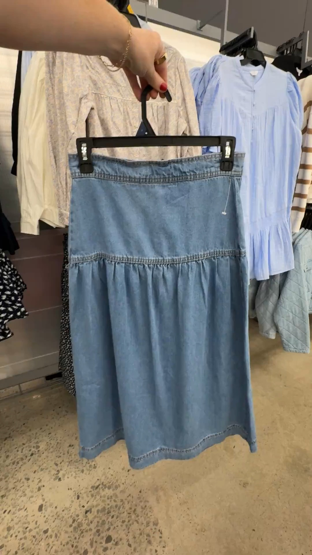Walmart denim midi skirt 

#LTKootd
