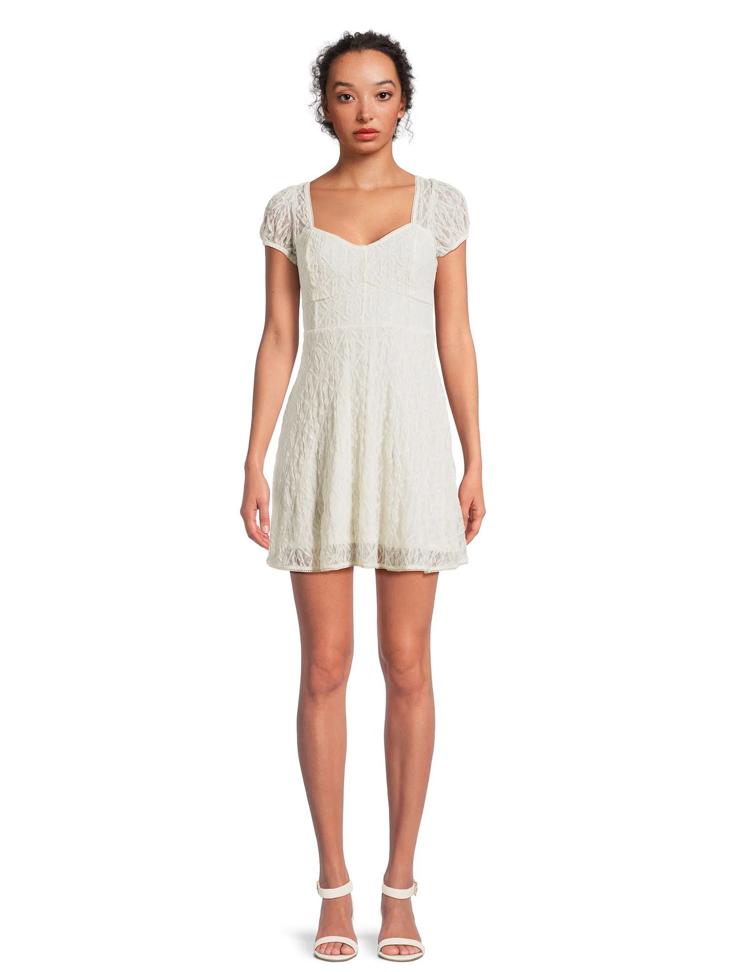 No Boundaries Juniors Lace Peasant Dress, Sizes XS-3XL | Walmart (US)