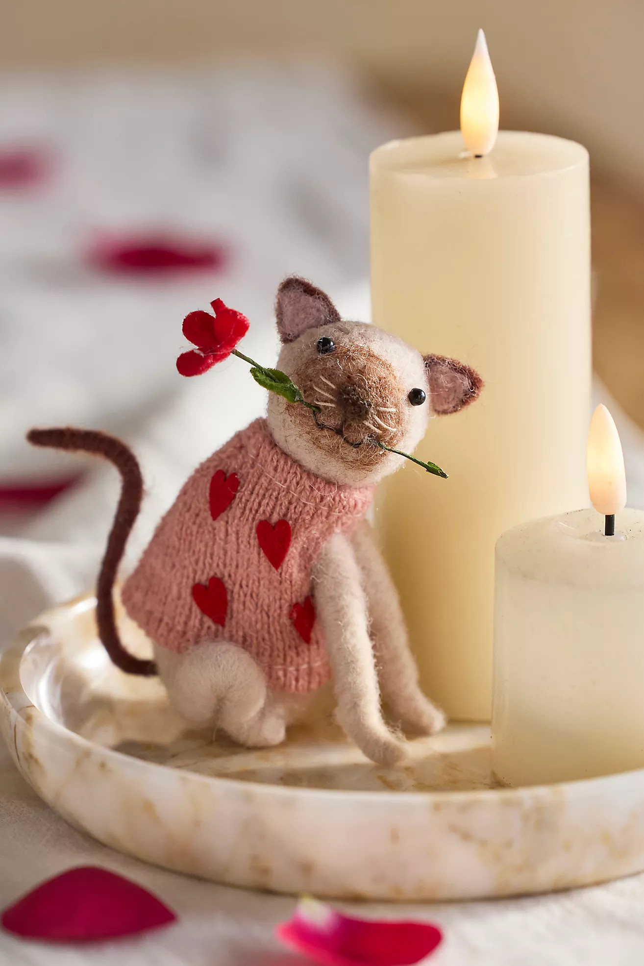 Heart Sweater Cat Felt Critter | Anthropologie (US)