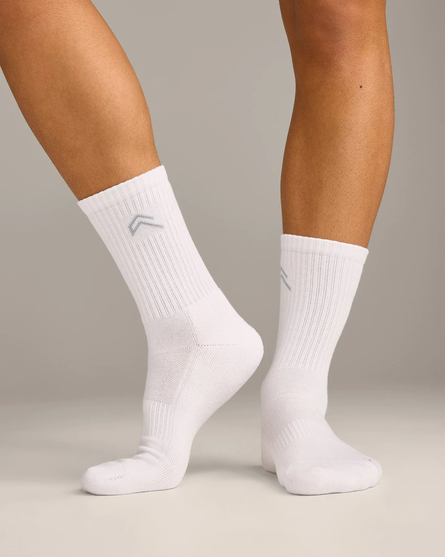 Crew Socks 3 Pack with Grey Logo 
 White | Oner Active (UK / US)