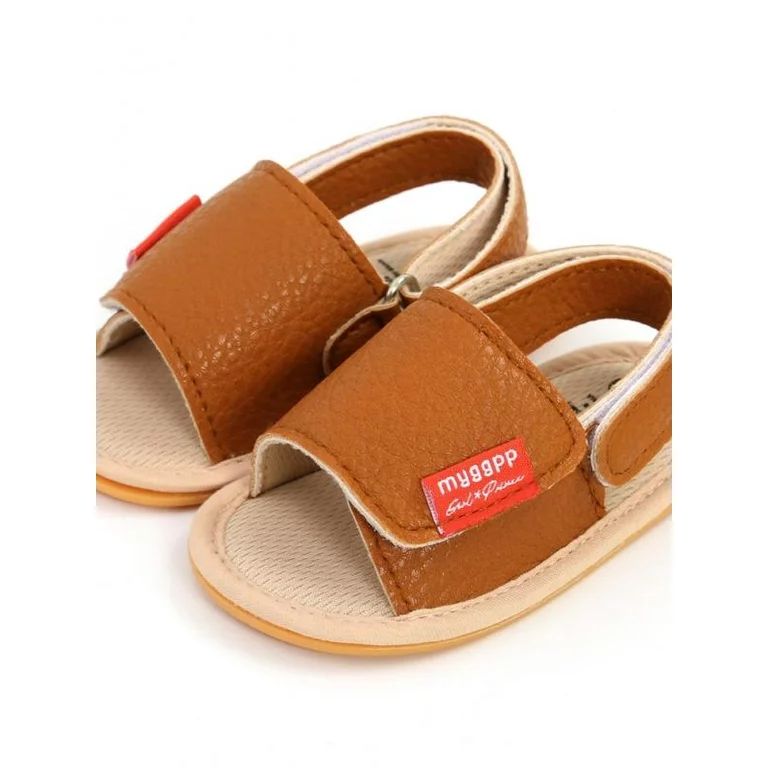 HOTWINTER Kids PU Leather Slide Sandal Summer Beach Water Shoes Casual Slip-On Flat Shoes Slipper... | Walmart (US)