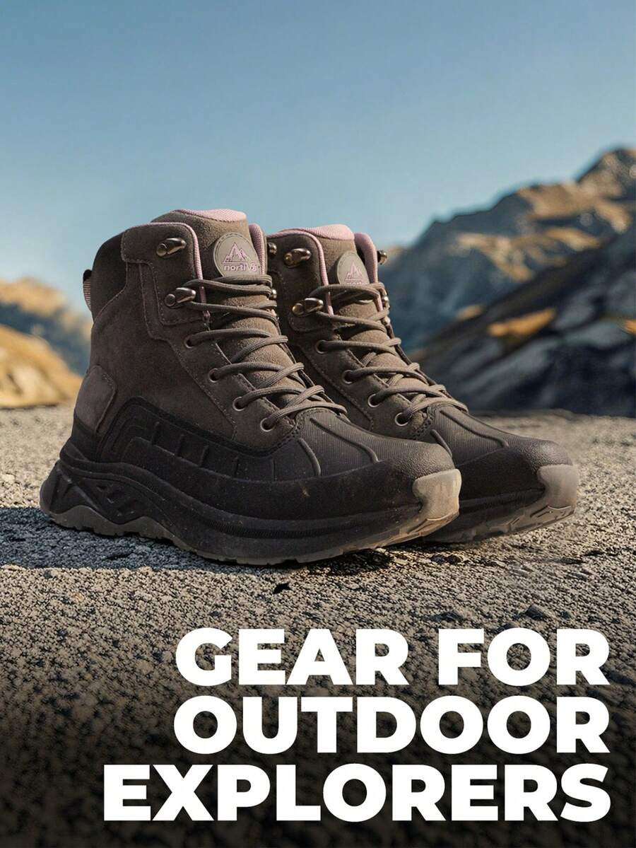 Women's Waterproof Hiking Boots Outdoor Trekking Camping Trail Hiking Ankle Boots Lace-Up Suede Wear-Resistant Shoes | SHEIN