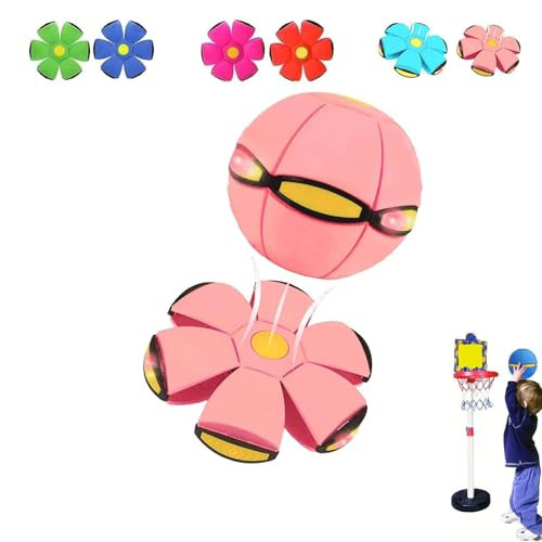 EVHRZN Children's Bouncing Ball - Magic Metaball, Magic Flying Saucer, Bouncy Ball, Parent-Child Interaction, Collapsible Flying Disc Toy (Pink, 6 Light) | Amazon (US)