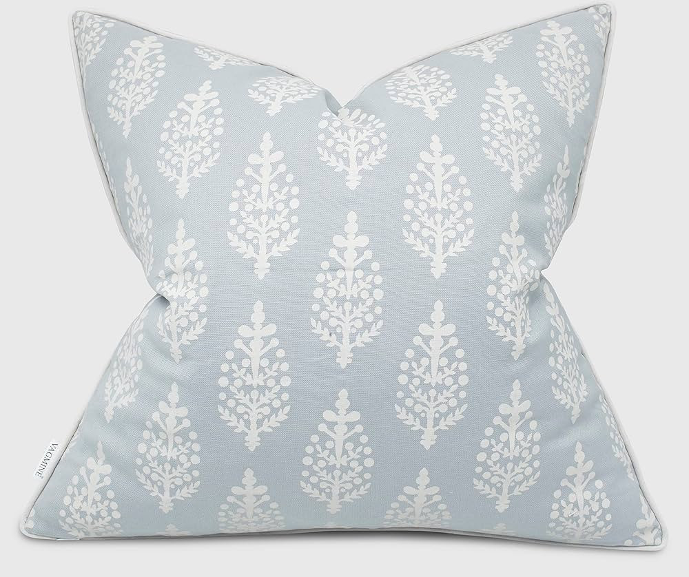 VAGMINE Block Printed Decorative Square Accent Throw Pillow Cover - Sofa, Chair, Couch, Living Ro... | Amazon (US)