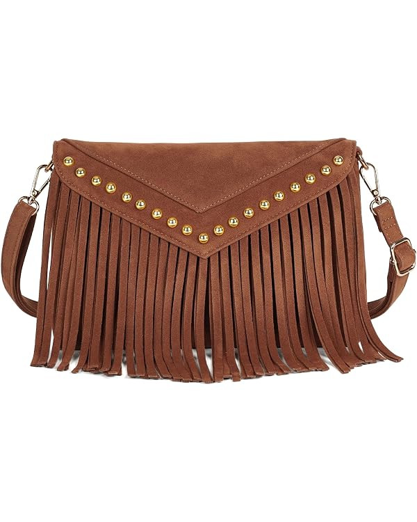 Women's Purses Small Fringe Western Crossbody Shoulder Suede Handbag | Amazon (US)