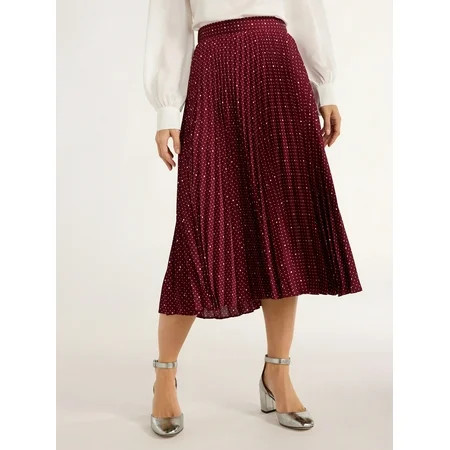 Free Assembly Women’s Pleated Midi Skirt Sizes XS-XXL | Walmart (US)
