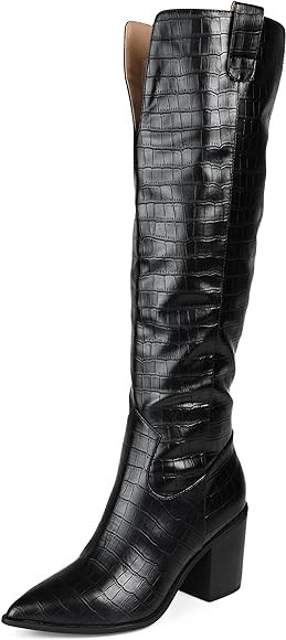 Journee Collection Womens Therese Tru Comfort Foam Stacked Heel Knee High Boots | Amazon (US)