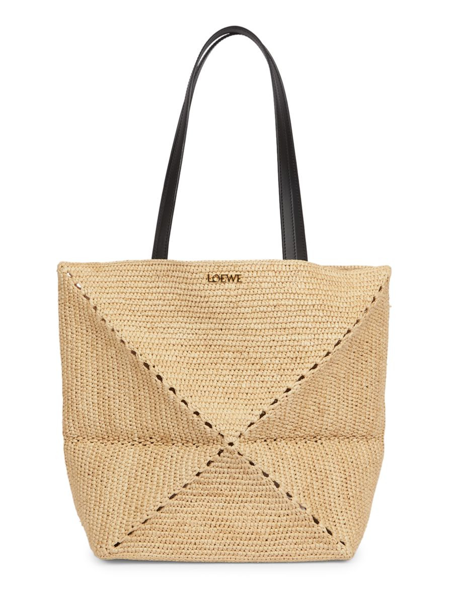 LOEWE x Paula's Ibiza 4FA Puzzle Fold Medium Raffia Tote Bag | Saks Fifth Avenue