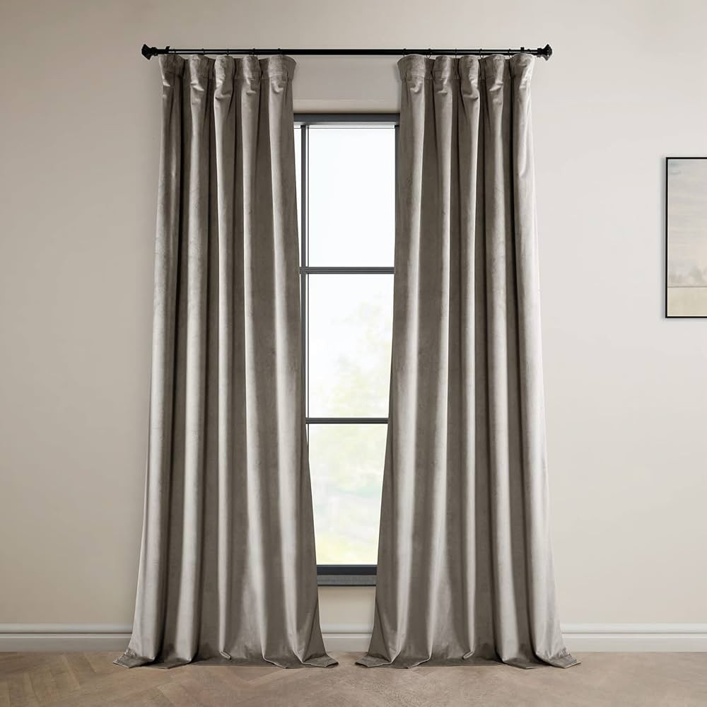 HPD Half Price Drapes VPYC-161209-108 Plush Velvet Curtain (1 Panel), 50 X 108, Gallery Taupe | Amazon (US)