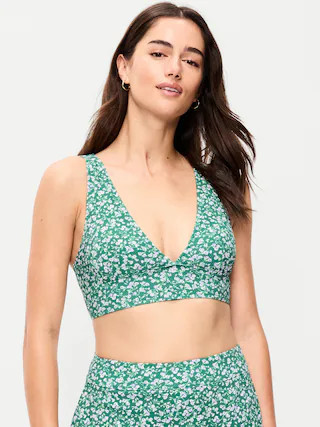Pique Longline Bikini Swim Top | Old Navy (US)