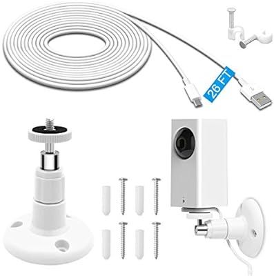 26FT Power Extension Charging Cable with Wall Mount for Wyze Cam Pan,Wyze Cam Pan Mounting Kit In... | Amazon (US)
