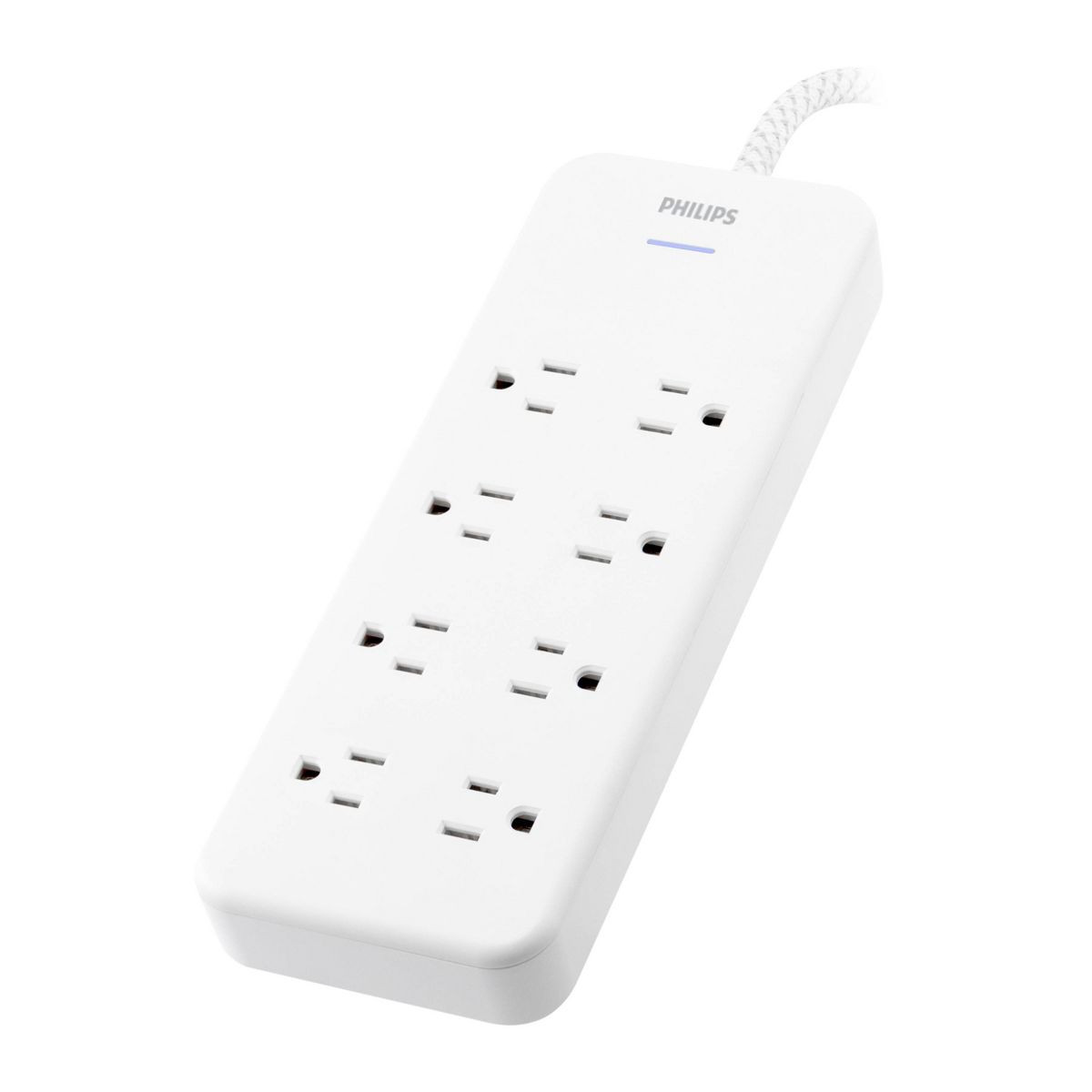 Philips 8-Outlet Surge 8' braided cord 2160J Adapter-Spaced - White | Target