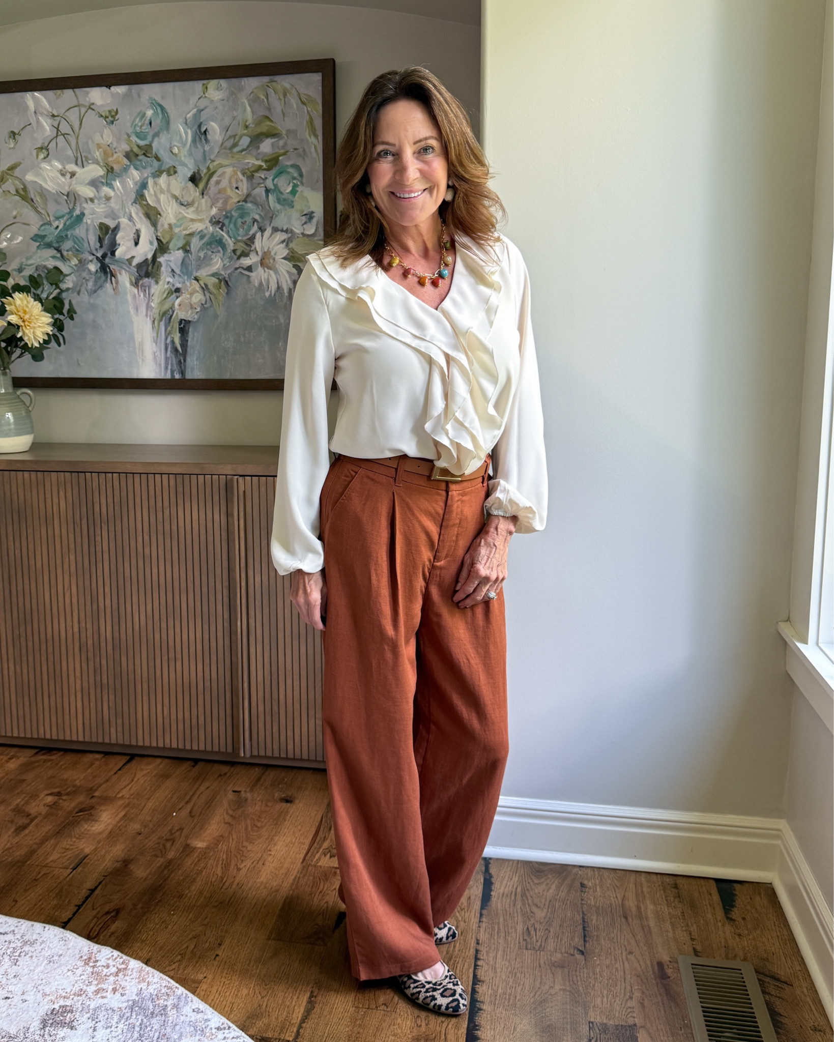 Rust Trousers + Ruffle Blouse

Elevated neutrals you’ll wear on repeat 🤍 These rust trousers and feminine blouse create a polished look that’s easy to dress up or down. 

#StyleOver50 #AmazonFashion #ElevatedStyle #ClassicStyle #LTKFinds