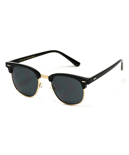 WearMe Pro Women's Sunglasses Black - Black-on-Black Horned Browline Sunglasses | Zulily