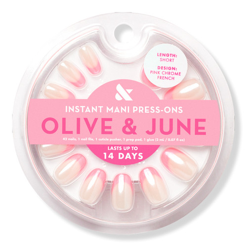 Instant Mani Press-On Nails Pink Chrome French | Ulta