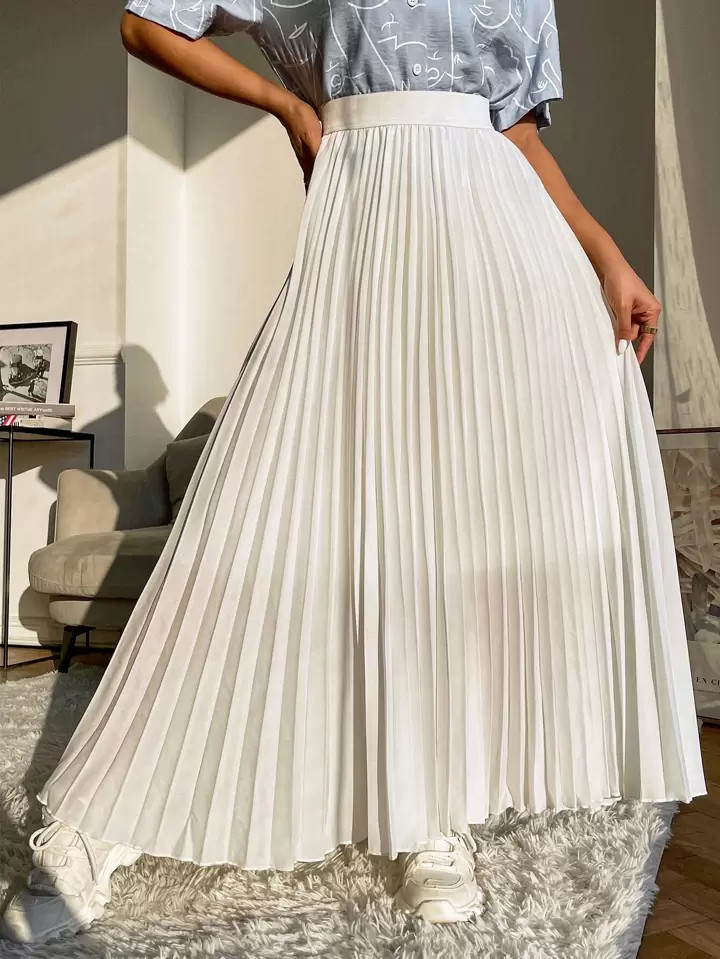 SHEIN Mulvari High Waist Maxi Pleated Skirt | SHEIN