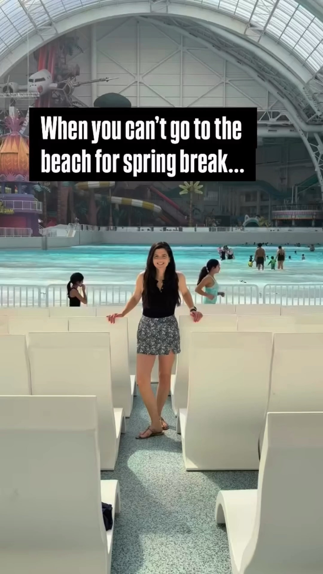 Flashback to when we went to #Americandream mall last spring break! Linking my bathing suit and this year’s version of the @oldnavy swim skirt in my favorite colors because they always sell out!