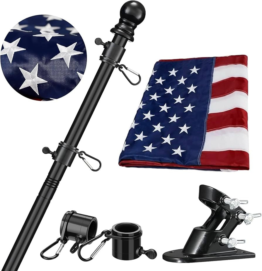 American Flag with Pole - Includes 5ft Heavy Duty Flag Pole Holder for Outside House,3x5 Embroide... | Amazon (US)