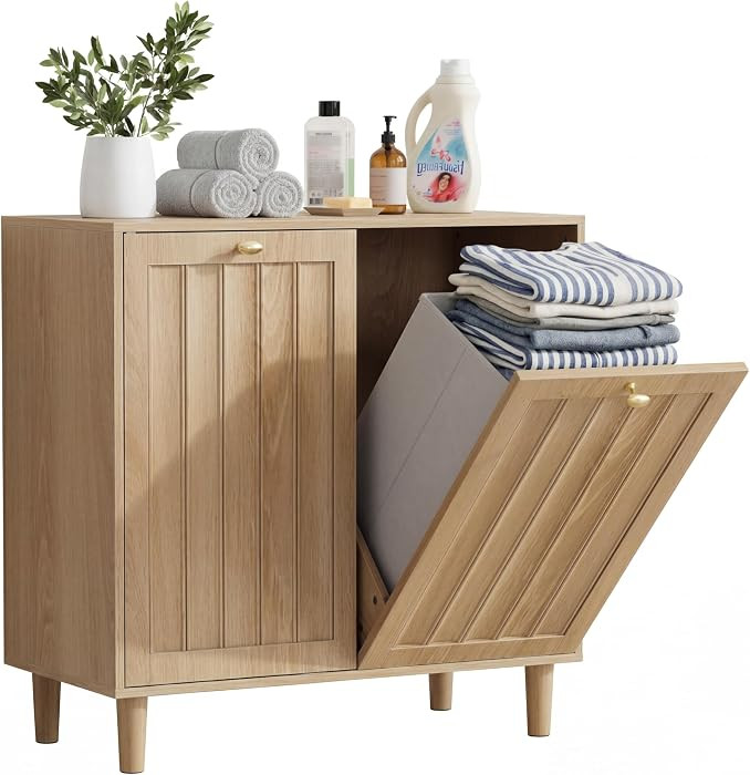 Laundry Tilt-Out Hamper Storage Cabinet, 2 X 7.93 Gallon Laundry Basket. | Amazon (US)