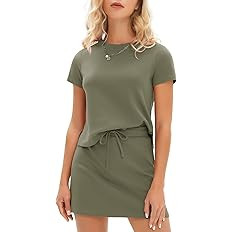 EXLURA Womens Casual Summer 2 Piece Short Skirt Sets Short Sleeve Tshirt And Tennis Skort Dressy ... | Amazon (US)