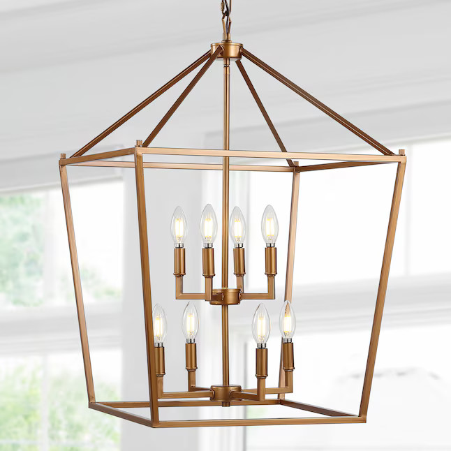 JONATHAN  Y Pagoda Traditional Transitional 8-Light Antique Gold Farmhouse Lantern LED Hanging Ki... | Lowe's