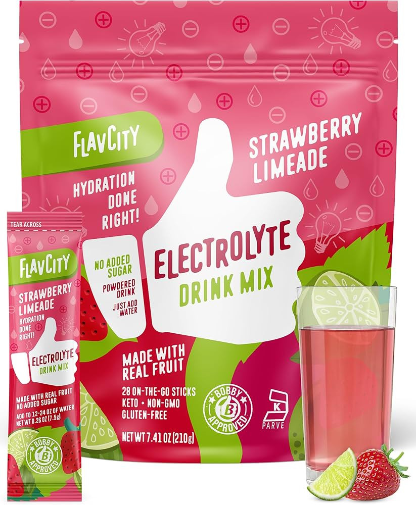 FlavCity Strawberry Limeade Electrolytes Powder Packets - 28 Hydration Packets - No Added Sugar -... | Amazon (US)