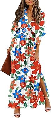 Meenew Women's Summer Maxi Dress Party Vacation High Slit Loose Long Beach Dress | Amazon (US)