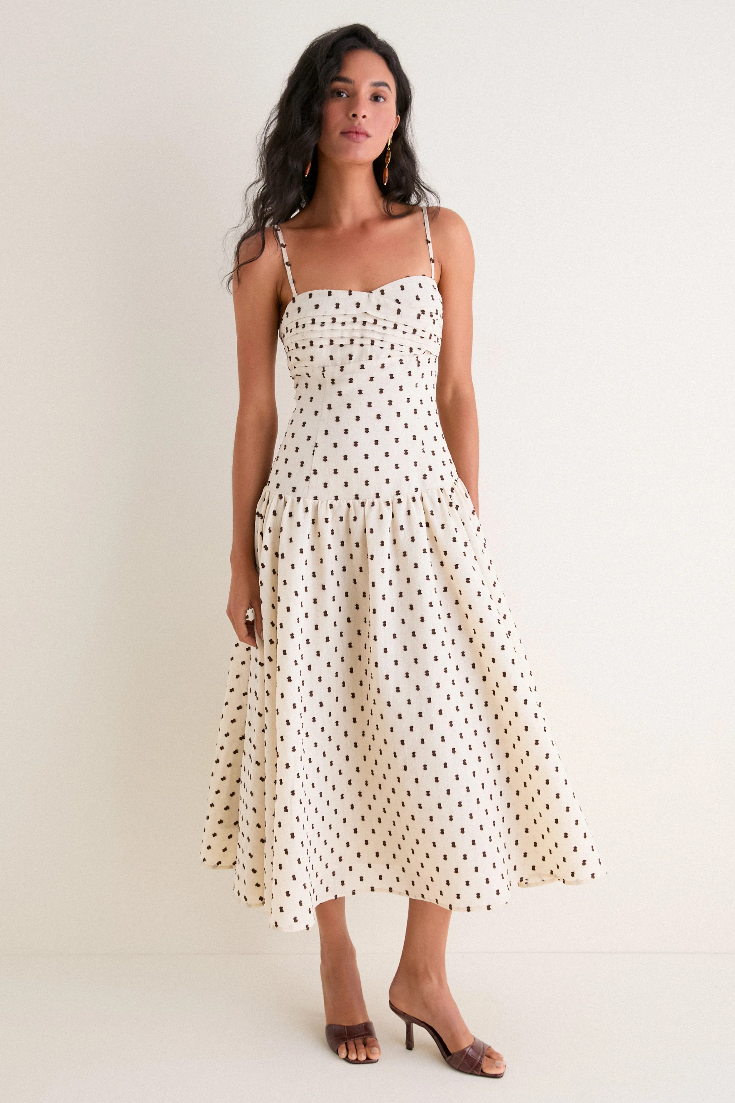 Tan & Brown Swiss Dot Tillie Maxi Dress | Tuckernuck (US)