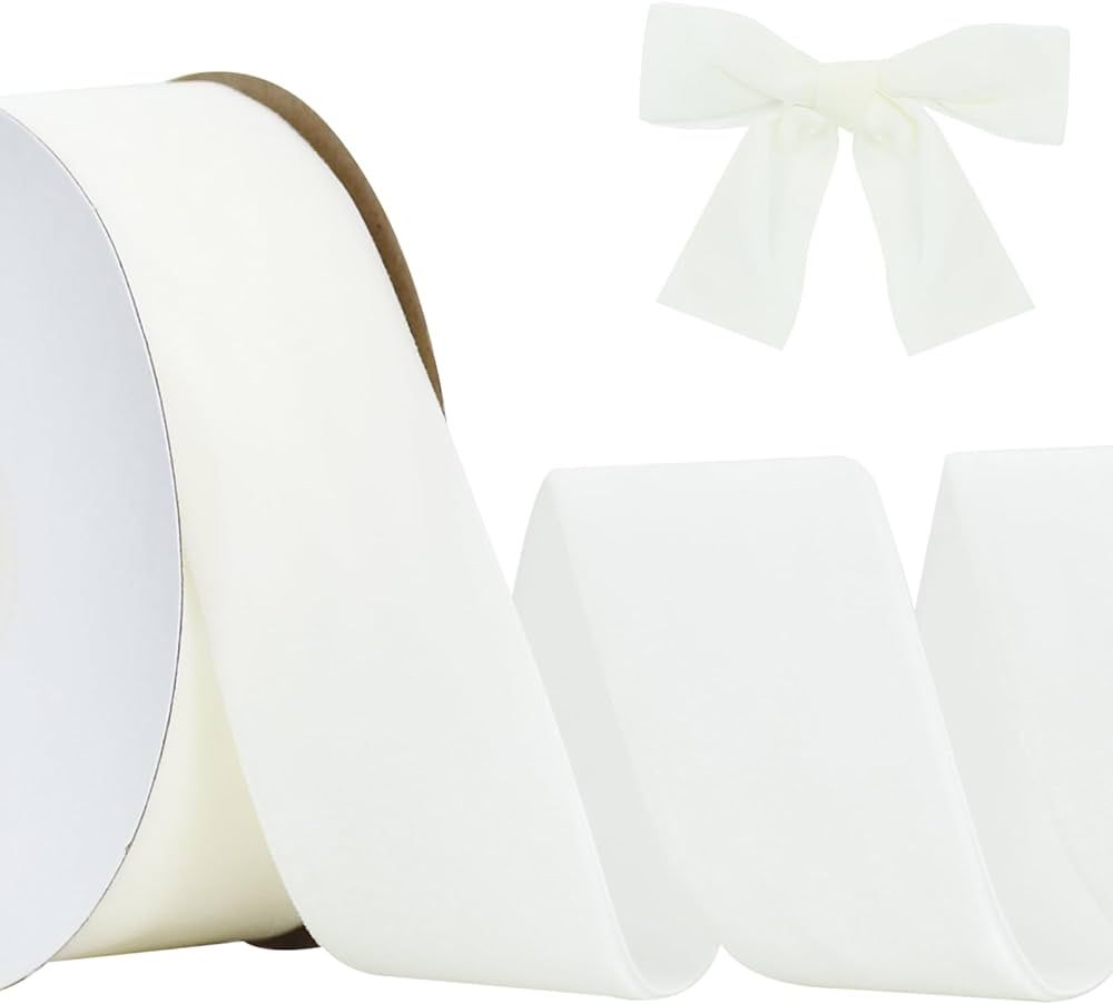 TONIFUL White Velvet Ribbon 1-1/2 Inch x 10yds, Vintage Velvet Ribbons, for Christmas Wreath Deco... | Amazon (US)