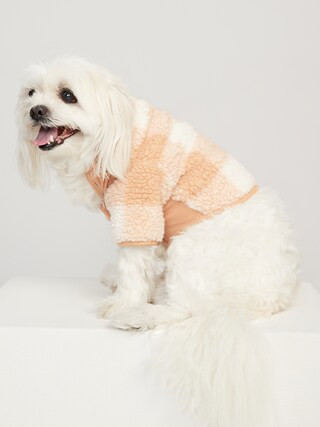 Rib-Paneled Gingham Sherpa Jacket for Pets | Old Navy (US)