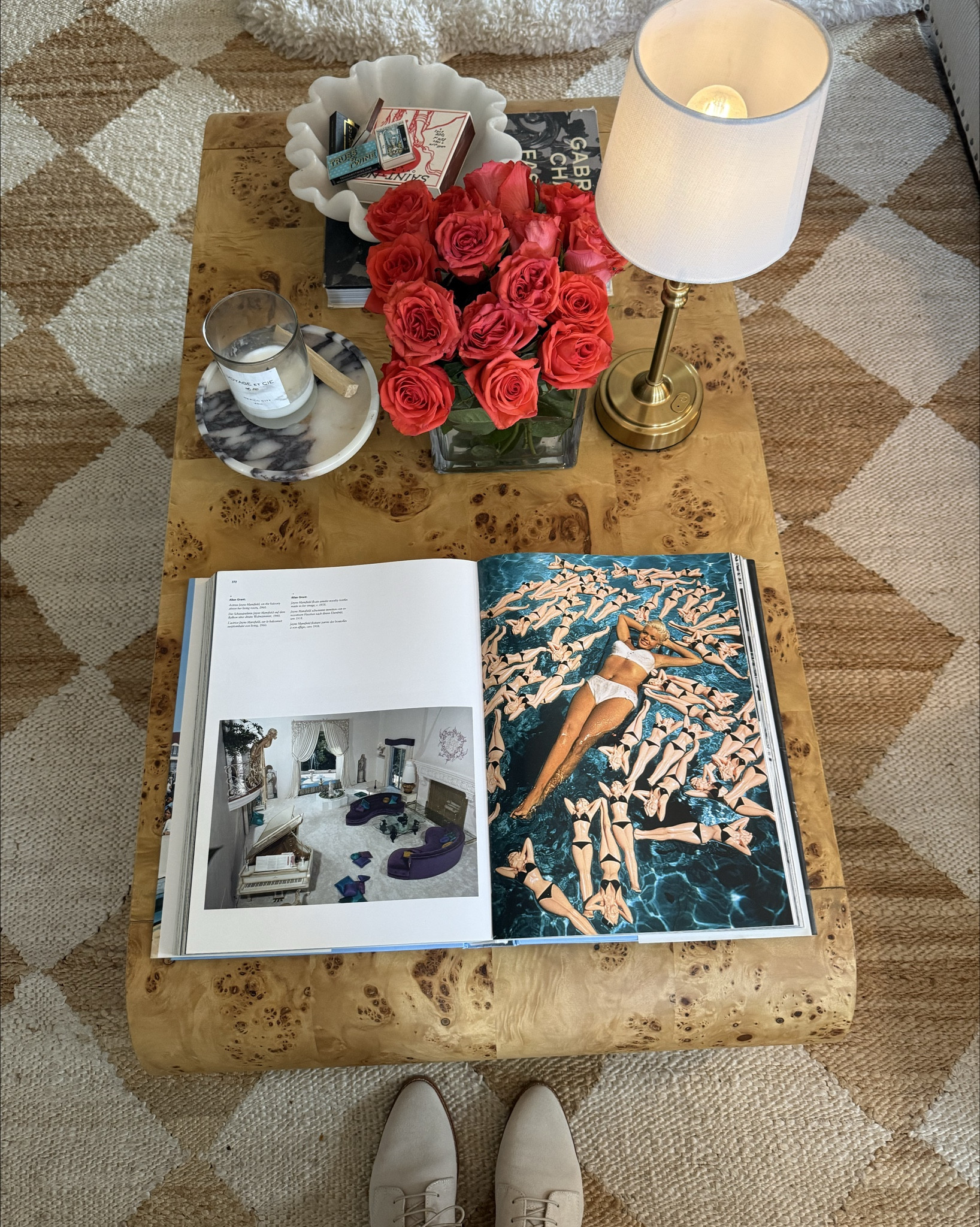 A killer coffee table is one way I make my tiny cottage chic. Intentional, high quality items are always my base and then I add “me” to it. 
Here are some of my favorite styling items  