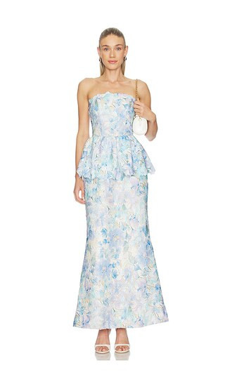 ELLIATT Kalissa Peplum Gown in Baby Blue. - size L | Revolve Clothing (Global)