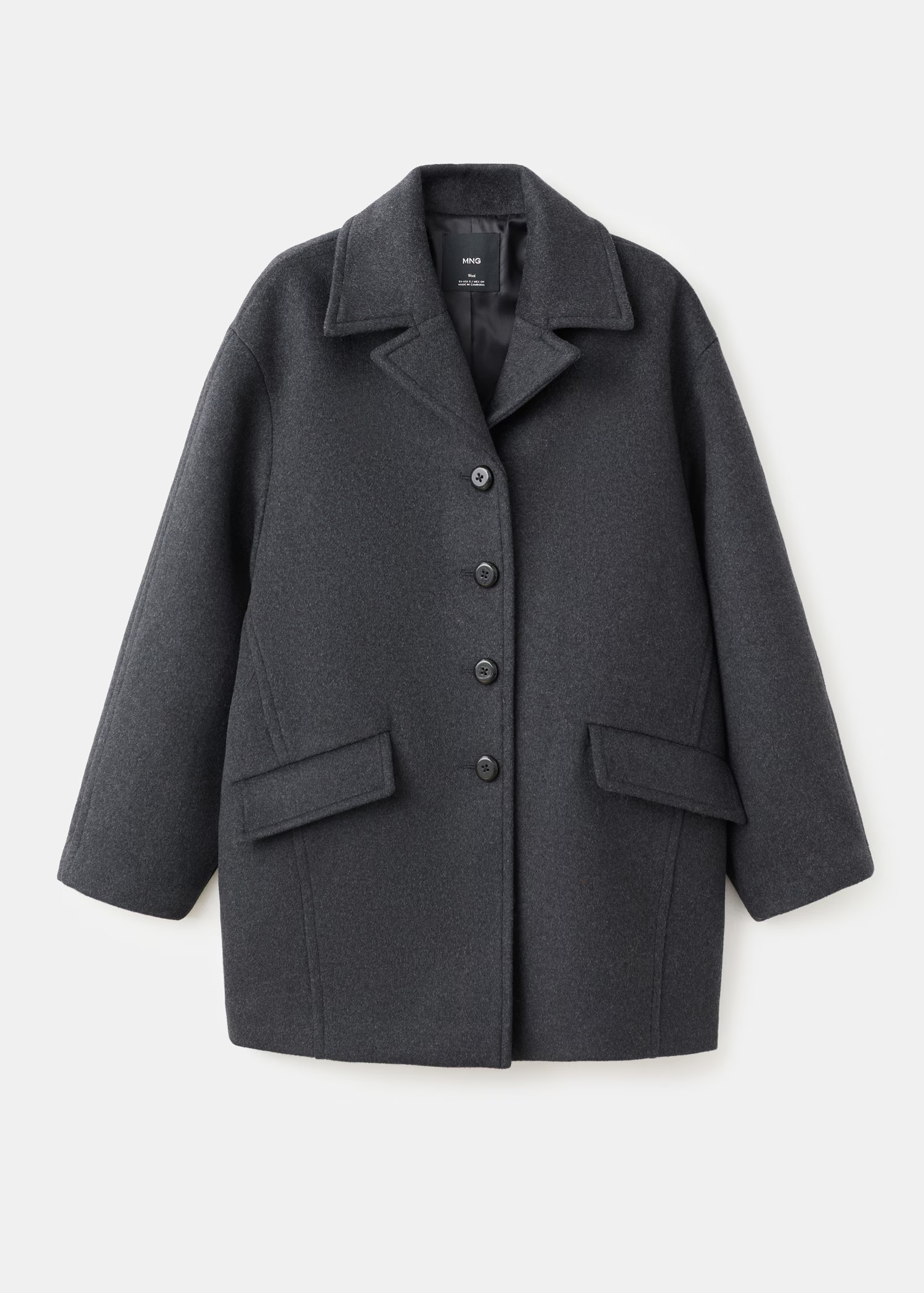 Wool-blend coat with button fastening | MANGO (UK)