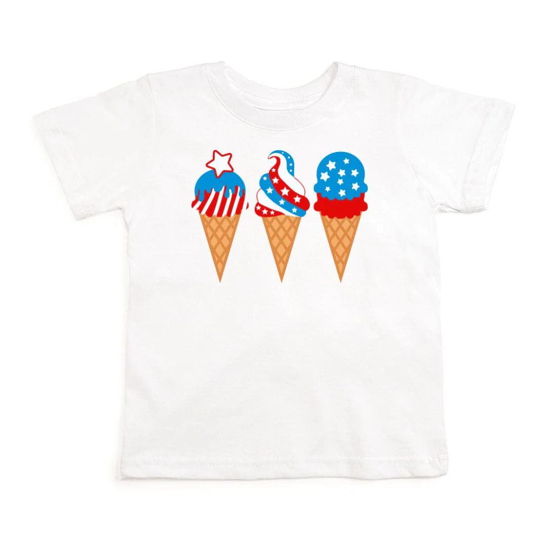Patriotic Ice Cream S/S Shirt - White | Sweet Wink
