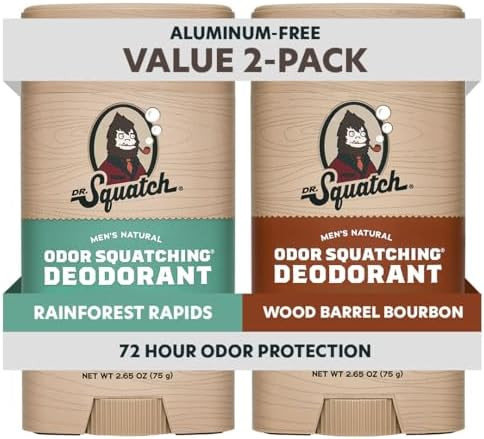 Dr. Squatch Natural Men’s Deodorant – Aluminum Free Natural Deodorant Men with Charcoal & Pos... | Amazon (US)